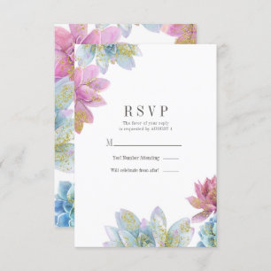 Invitación Berry Mint & Gold Garden Succulents Wedding RSVP I