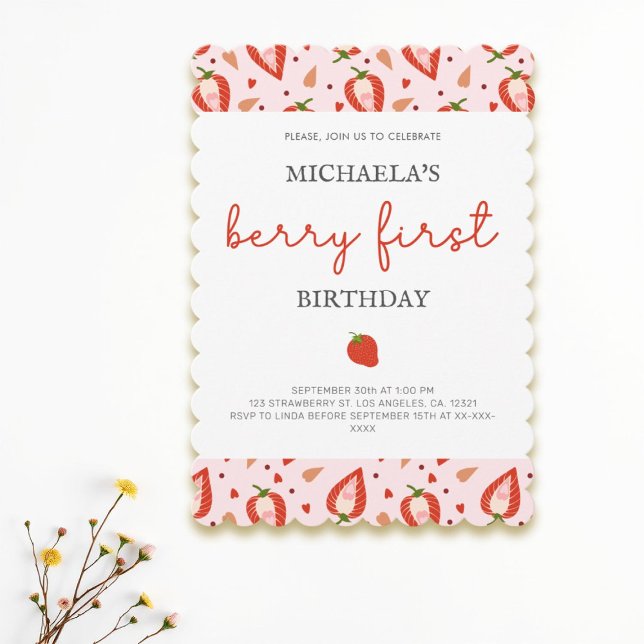 Invitación Berry moderno simple primer cumpleaños (Subido por el creador)