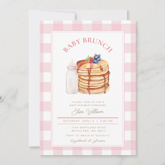 Invitación Berry Pancake Baby Shower Brunch (Anverso)