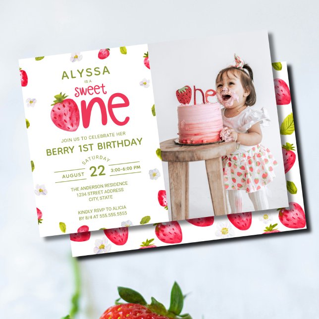 Invitación Berry Photo Berry de Sweet ONE Primer Cumpleaños (Subido por el creador)