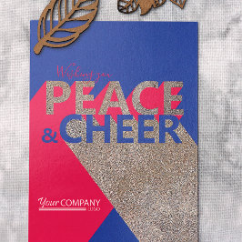 Invitación Berry Pink, Blue, Typographic Company Holiday