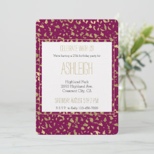 Invitación Berry Pink Gold Leopard cumpleaños Animal