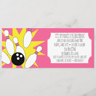 Invitación Berry Pink Rolling Good Time Bowling Fiesta