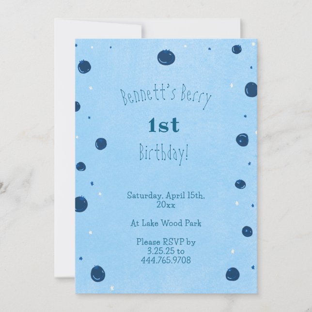 Invitación Berry, primer cumpleaños (Anverso)