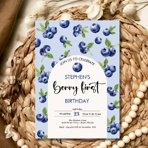 Invitación Berry, primer cumpleaños de niños con arándanos