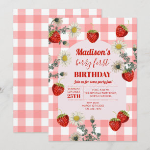 Invitación Berry primer cumpleaños fresa primer cumpleaños