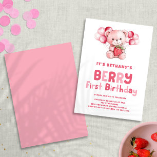 Invitación Berry primer cumpleaños fresa primer cumpleaños