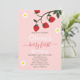 Invitación Berry primer cumpleaños fresa primer cumpleaños