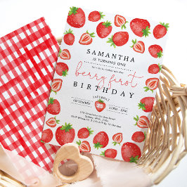 Invitación Berry Primer cumpleaños Strawberry Primer Fiesta d
