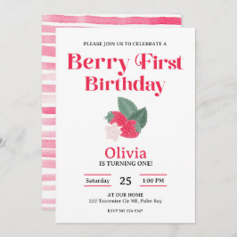 Invitación Berry Primeros Chicas en temas de fresa Primer Fie