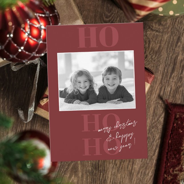 Invitación Berry Red Ho Ho Ho Ho Ho y Navidades de fotografía (Subido por el creador)