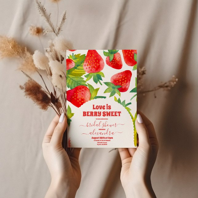 Invitación Berry Red Strawberry Bridal Shower (Subido por el creador)