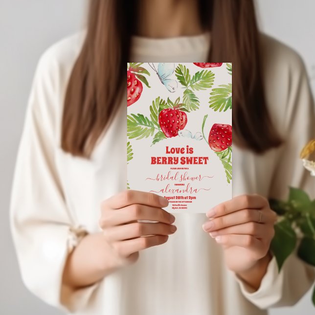 Invitación Berry Red Strawberry Bridal Shower (Subido por el creador)