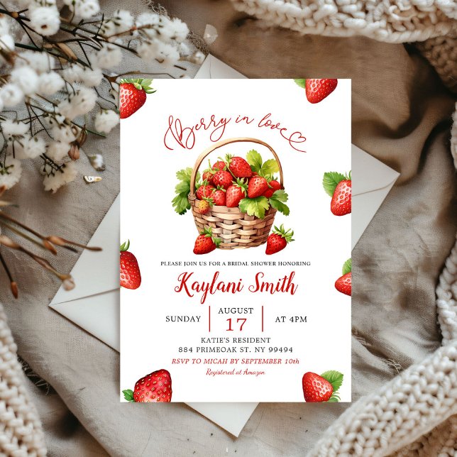 Invitación Berry roja en amor Tema de fresa ducha de novias (Subido por el creador)