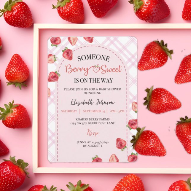 Invitación Berry rosa dulce Baby Shower Strawberry (Subido por el creador)