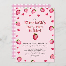 Invitación Berry rosa primer verano de fresa de cumpleaños