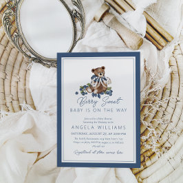 Invitación Berry Sweeberry Bear Baby Boy Shower