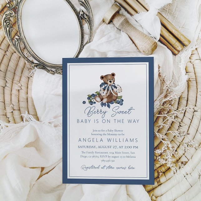 Invitación Berry Sweeberry Bear Baby Boy Shower (Subido por el creador)