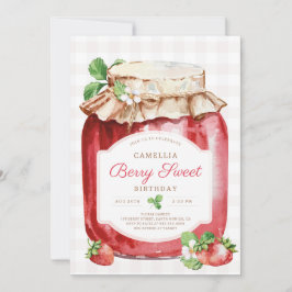 Invitación Berry Sweer Strawberry Jam Jar Fiesta de Cumpleaño