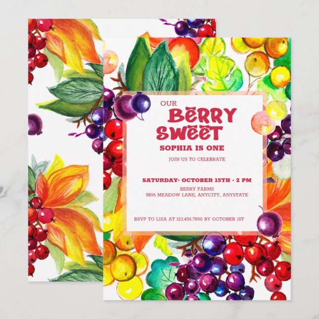 Invitación Berry Sweet (Anverso / Reverso)