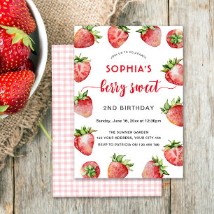Invitación Berry Sweet 2do Cumpleaños de Fresa
