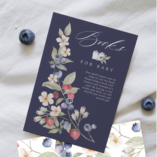 Invitación Berry Sweet Baby Berries & Flowes Libros Para Bebé (Berry Sweet Baby Berries & Flowers Books For Baby Invitation)
