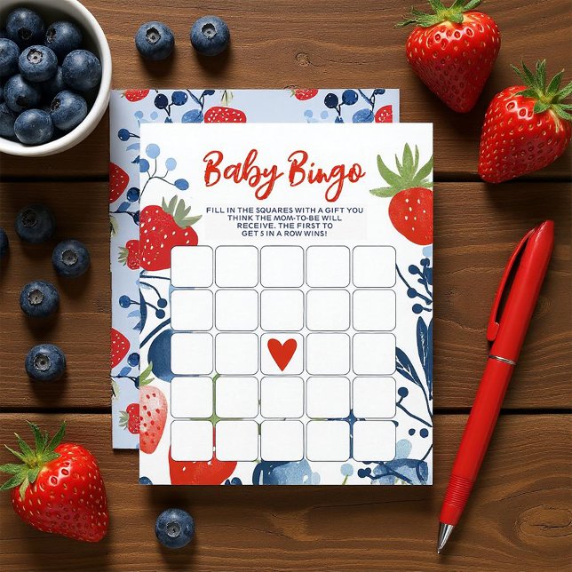 Invitación Berry Sweet Baby Bingo (This adorable design is bursting with charm, perfect for a spring and summer baby shower vibe!)