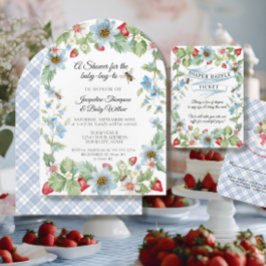 Invitación Berry Sweet Baby Boy será la ducha de fresas