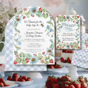 Invitación Berry Sweet Baby Boy será la ducha de fresas