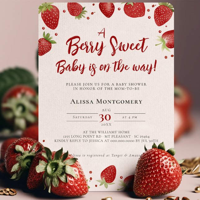 Invitación Berry Sweet Baby está en camino de la ducha de fre (Subido por el creador)