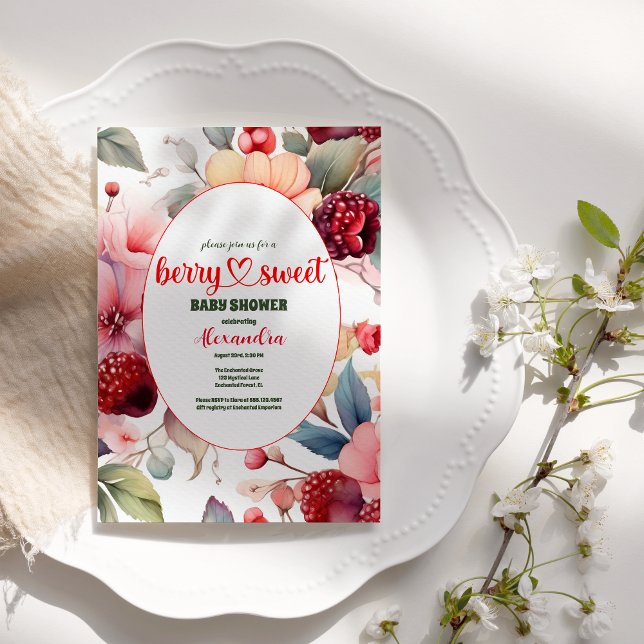 Invitación Berry Sweet Baby Girl Strawberry Baby Shower (Subido por el creador)