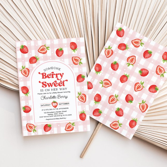 Invitación Berry Sweet Baby Girl Strawberry Baby Shower (Subido por el creador)