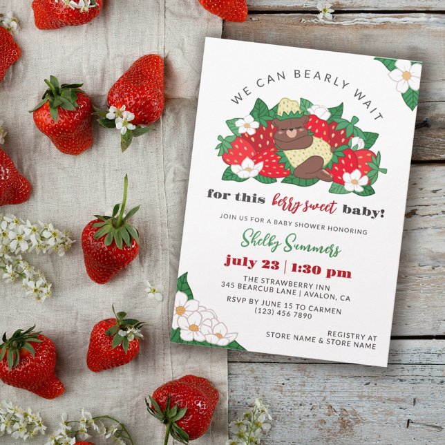 Invitación Berry Sweet Baby Neutral Strawberry Baby Shower (Subido por el creador)