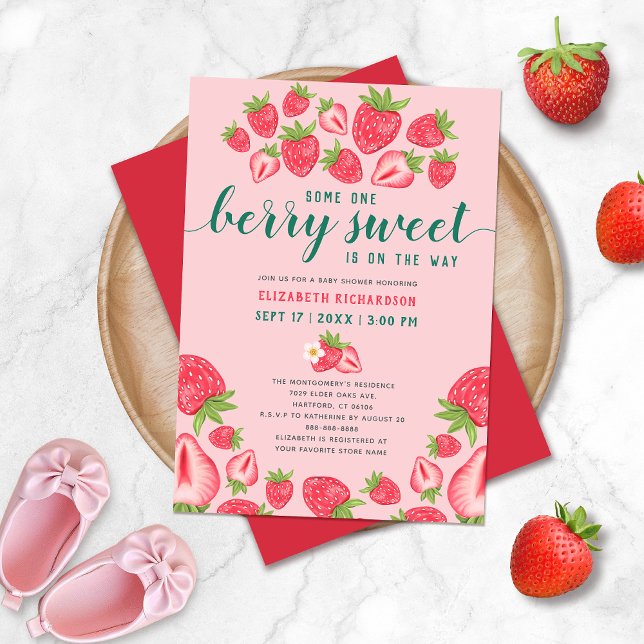 Invitación Berry Sweet Baby On Way Fresa Baby Shower (Subido por el creador)