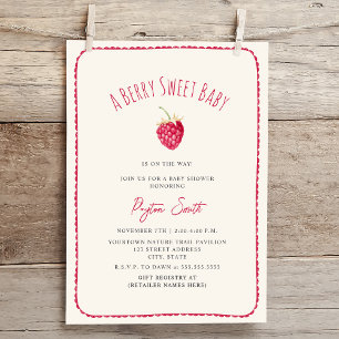Invitación Berry Sweet Baby Raspberry Doodle Chica Baby Showe