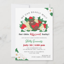 Invitación Berry Sweet Baby Red Strawberry Baby Shower