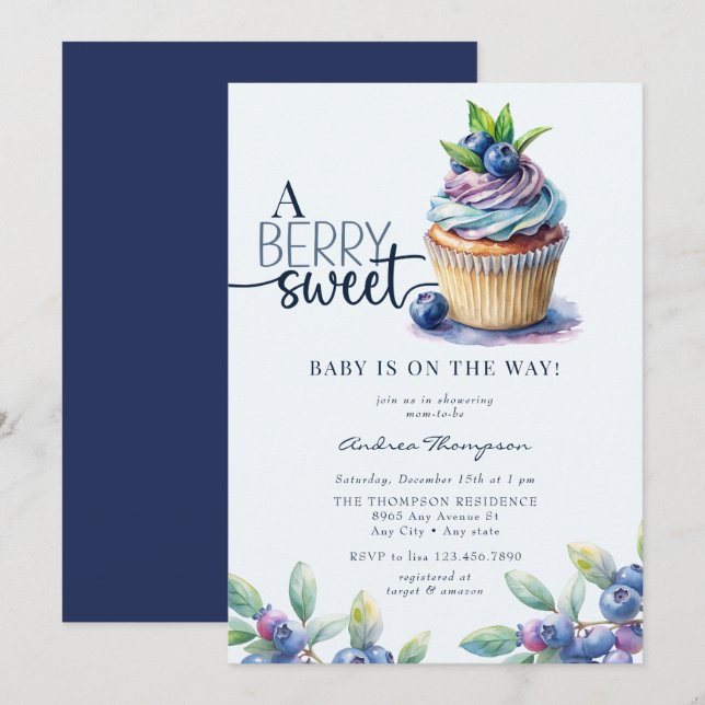 Invitación Berry Sweet Baby Shower (Anverso / Reverso)
