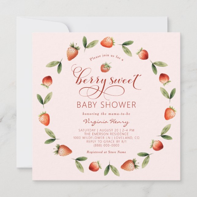 Invitación Berry Sweet Baby Shower (Anverso)