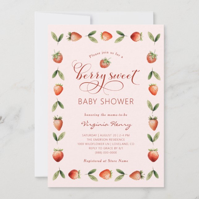 Invitación Berry Sweet Baby Shower (Anverso)