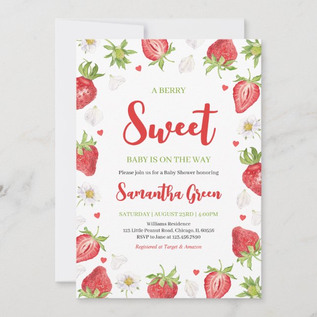 Invitación Berry Sweet Baby Shower (Anverso)
