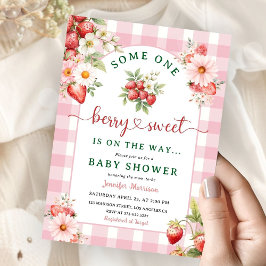 Invitación Berry Sweet Baby Shower Chica Pink Strawberry