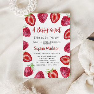 Invitación Berry Sweet Baby Shower de fresas