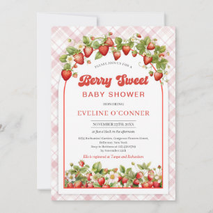 Invitación Berry Sweet Baby Shower   Fresa Rosa Boho