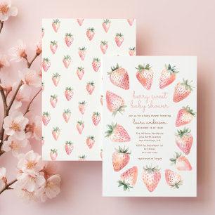 Invitación Berry Sweet Baby Shower - Fresas de color de agua