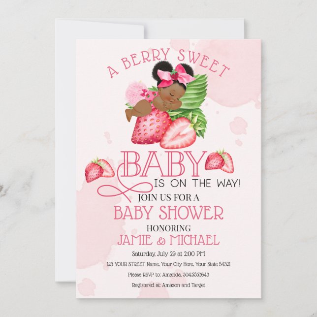 Invitación Berry Sweet Baby Shower Invitación! ¡Bebé dulce! (Anverso)