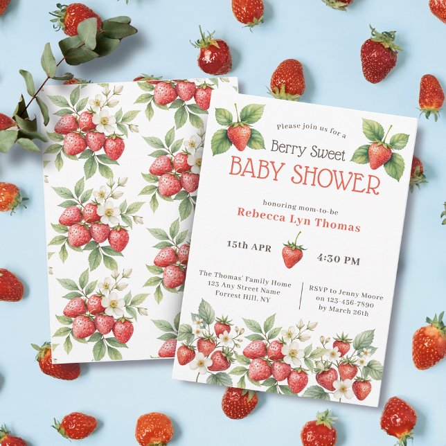 Invitación Berry Sweet Baby Shower Strawberries (Subido por el creador)