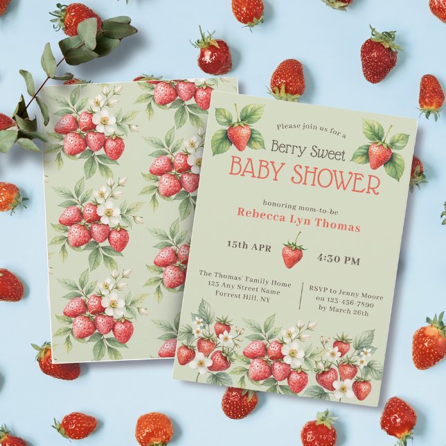Invitación Berry Sweet Baby Shower Strawberries (Subido por el creador)