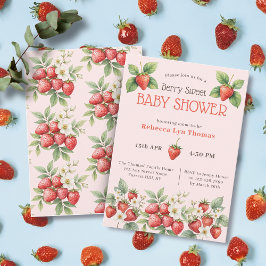 Invitación Berry Sweet Baby Shower Strawberries