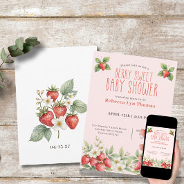 Invitación Berry Sweet Baby Shower Strawberries