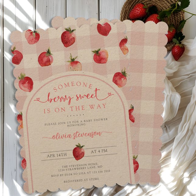 Invitación Berry Sweet Baby Shower Strawberries Kraft (Subido por el creador)